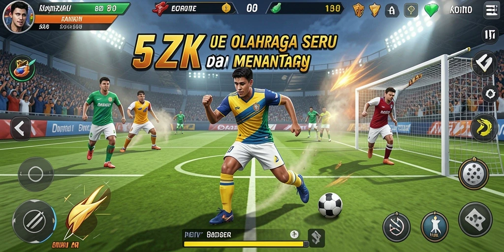 Screenshot utama 5ZK menampilkan aksi seru dalam pertandingan olahraga.