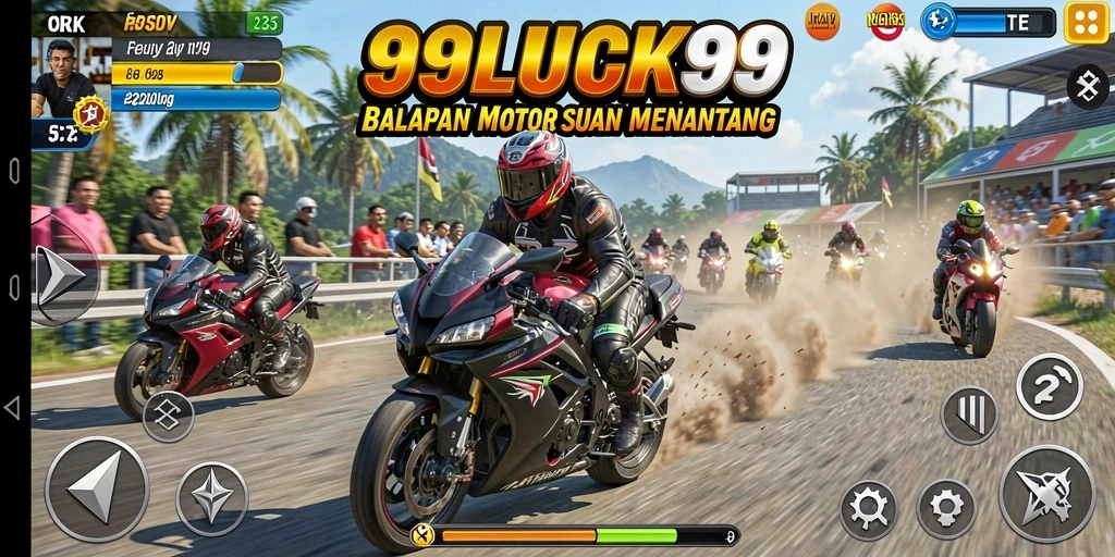 Screenshot gameplay 99LUCK99 menampilkan balapan motor seru.
