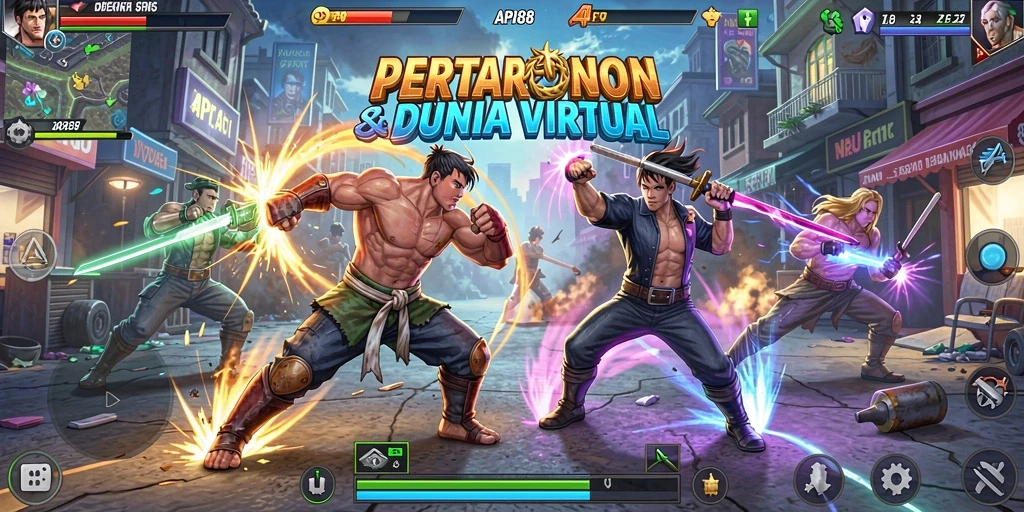 Screenshot gameplay API88 menampilkan pertarungan penuh aksi dan karakter unik.