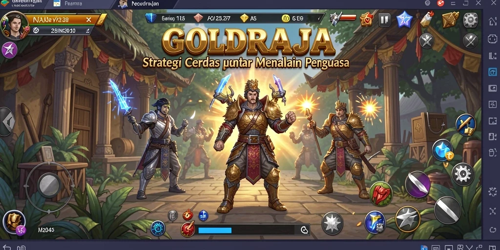 Tangkapan layar dari gameplay strategi intens di GOLDRAJA.