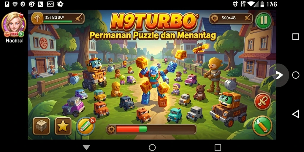 Tampilan gameplay N9TURBO yang mengasyikkan dengan tantangan puzzle.
