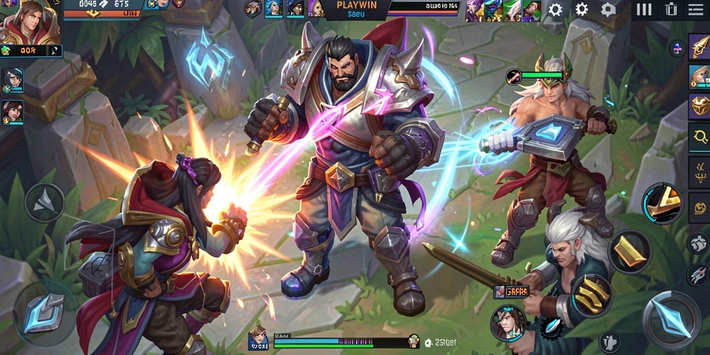 Tampilan gameplay seru di arena pertarungan MOBA.