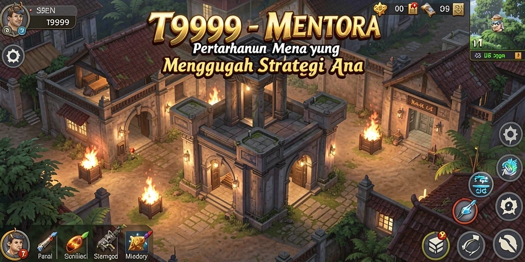 Tampilan gameplay T9999 yang intens dan strategis dalam Tower Defense.