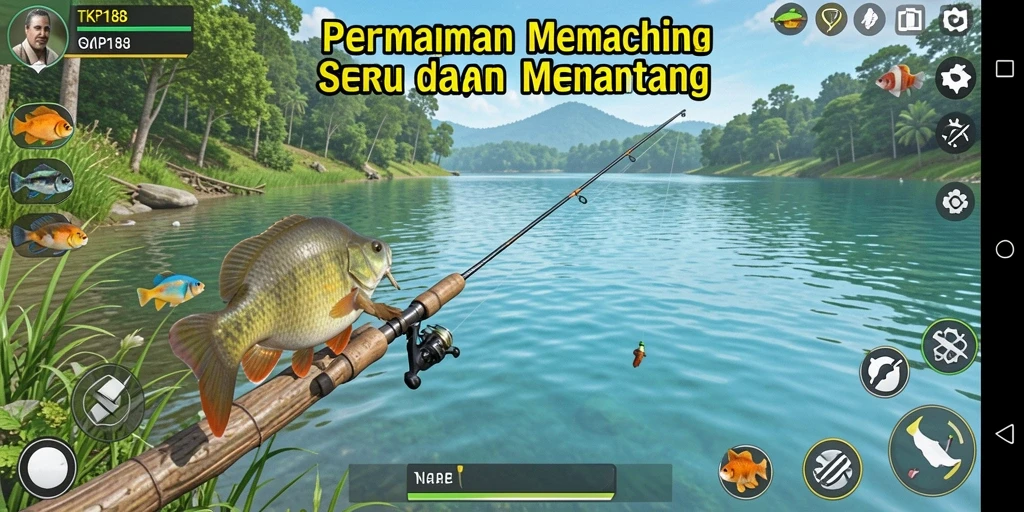 Gameplay TKP188 dengan momen memancing yang seru dan mendebarkan.