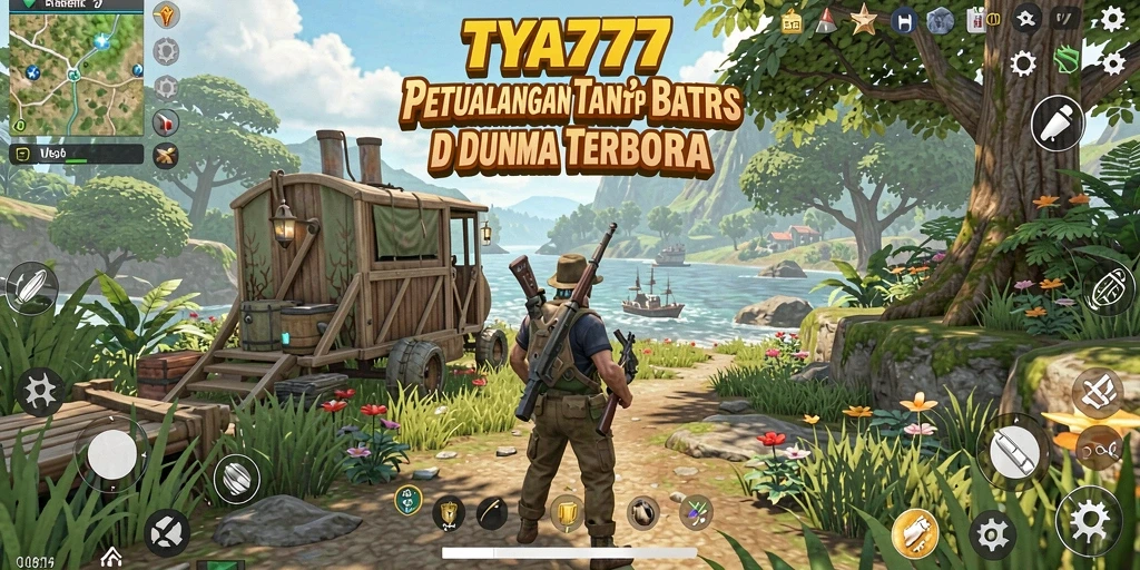 Tampilan gameplay TYA777 yang menunjukkan petualangan di dunia terbuka.