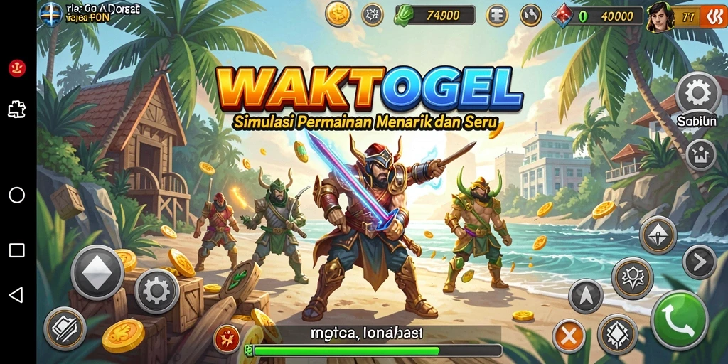 Tampilan gameplay menarik dari WAKTOGEL dengan karakter dan misi yang beragam.