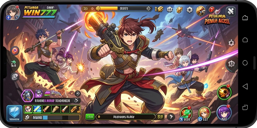 Screenshot gameplay <strong>WIN777</strong> dengan karakter anime yang menarik.